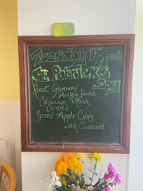 Chalk board with the menu rotated