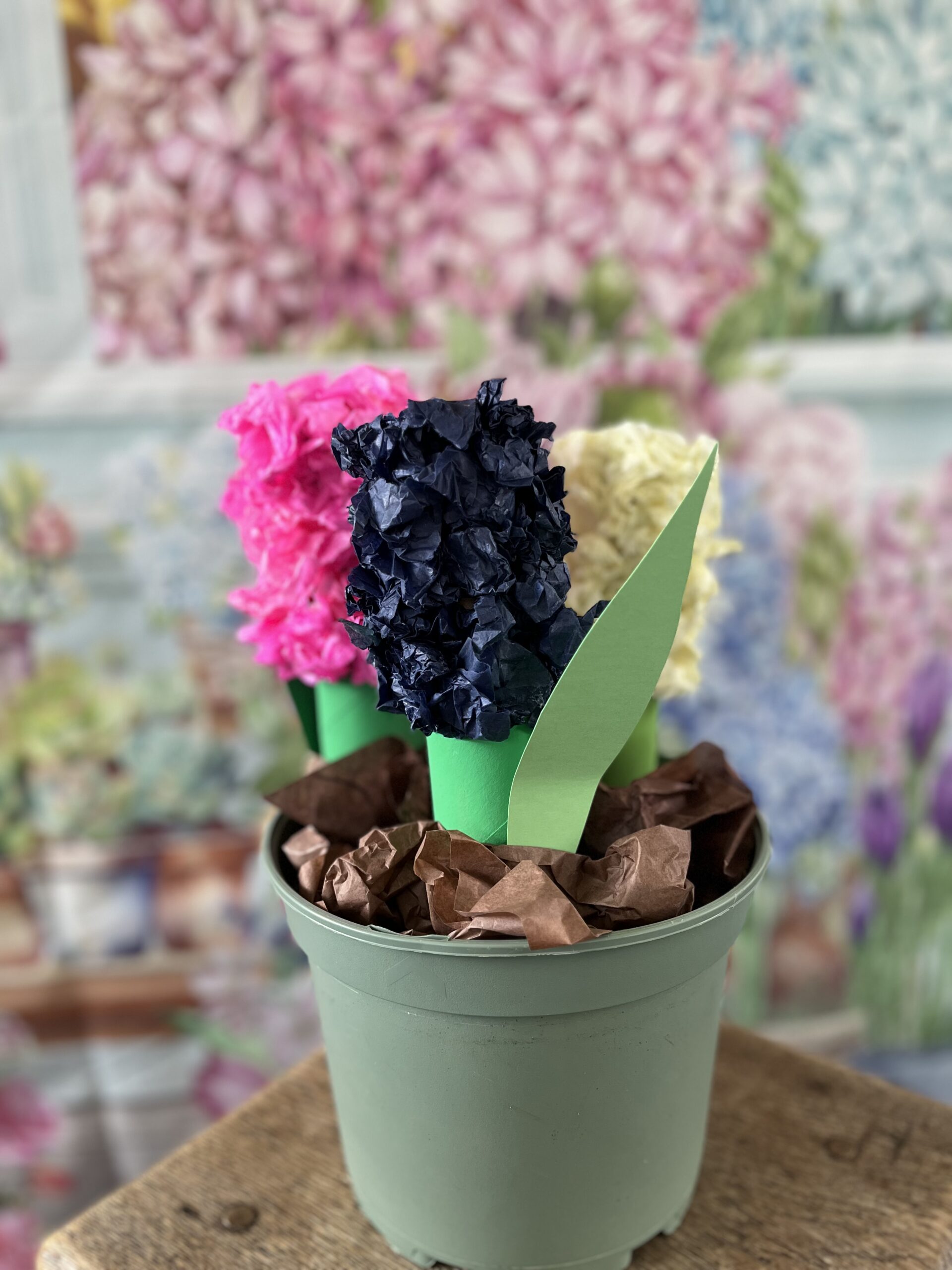 Finished Hyacinth flower pot with the residents creations scaled