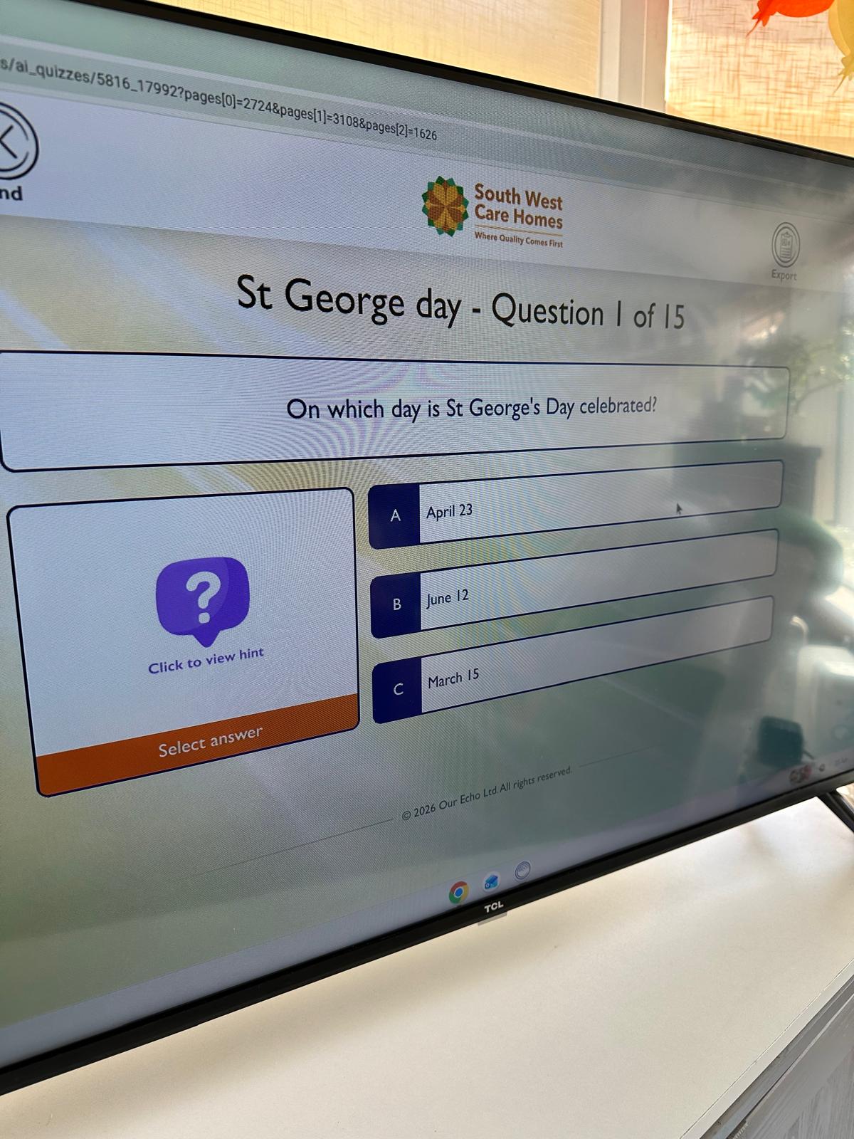 Our Echo creating the quiz on screen Our Echo creating the quiz on screen