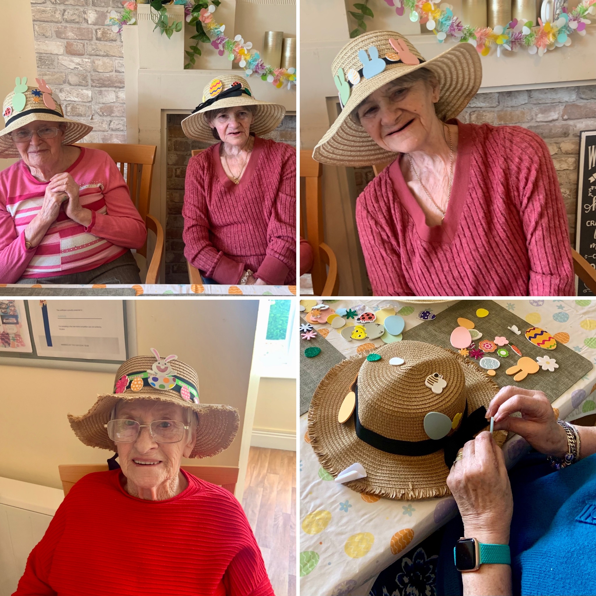 Residents decorating and wearing Easter bonnets