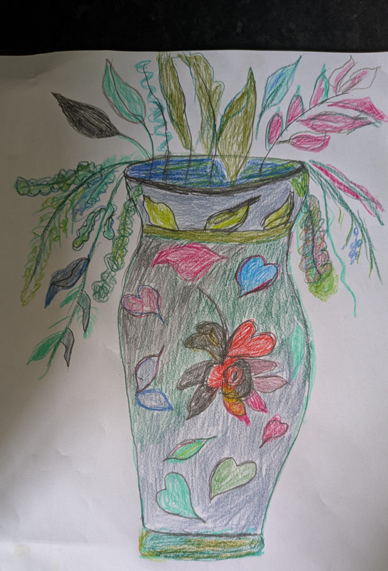 A residents colour pencil finished piece