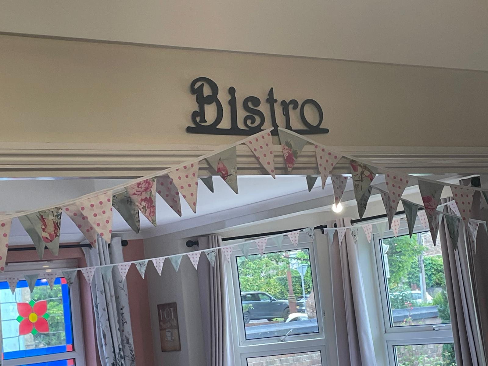 Bunting hung around the room