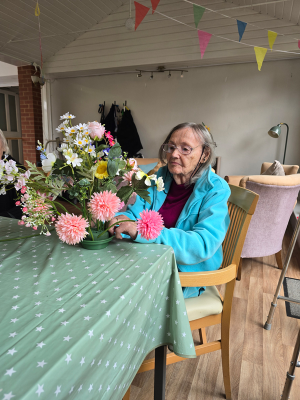 Joan working on her arrangement