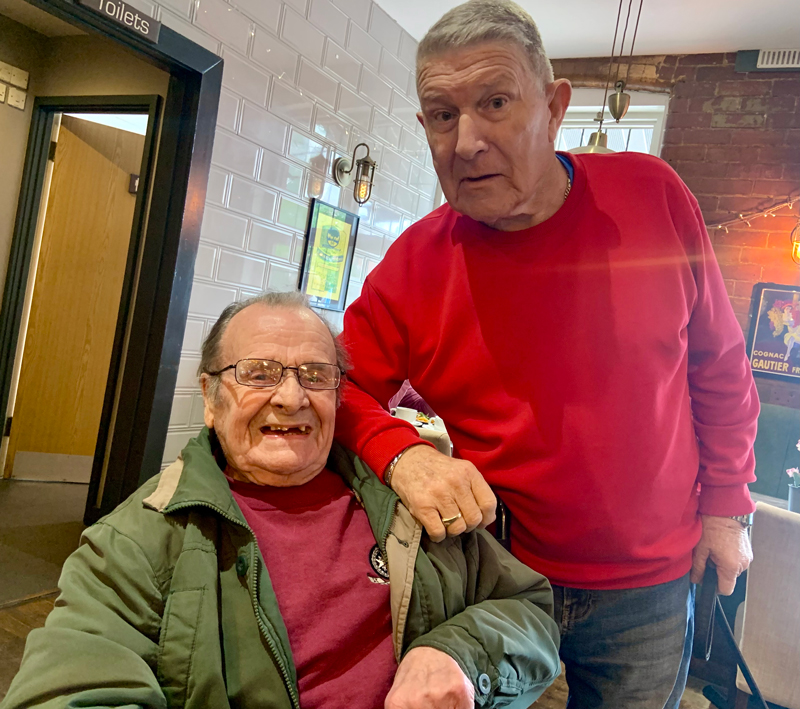 Maurice pictured with a local from the pub