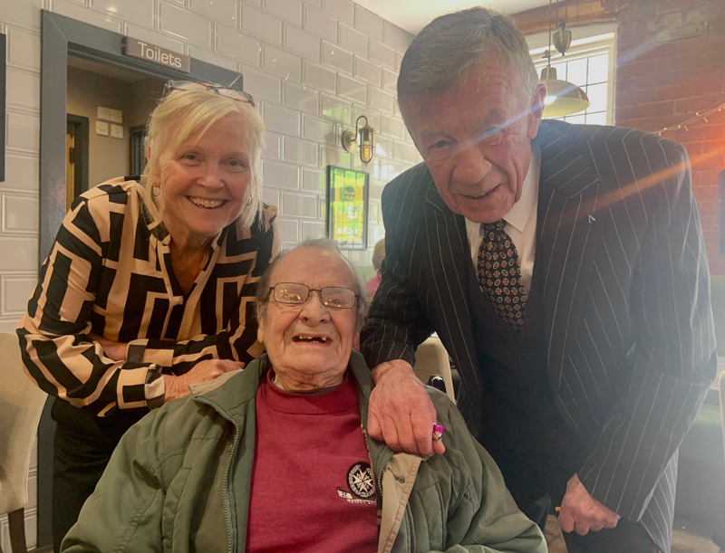 Maurice pictured with the landlord and lady