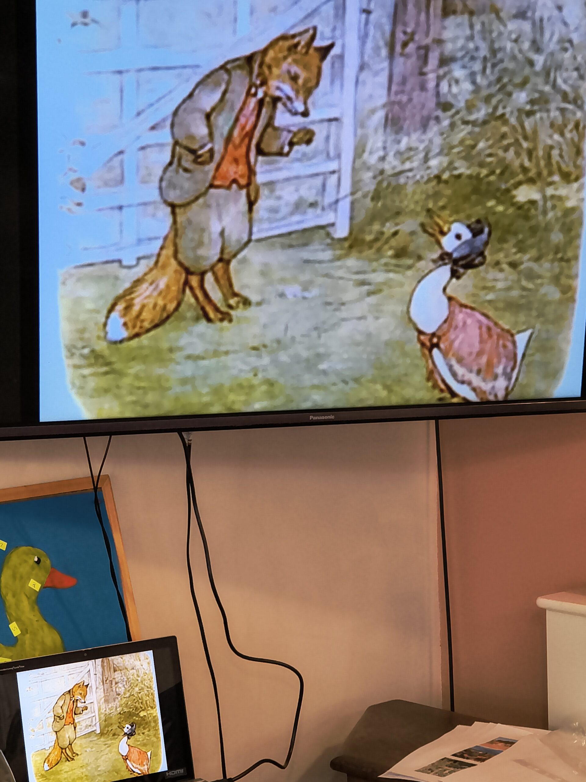 Screen showing illustration from the Beatrix Potter book scaled