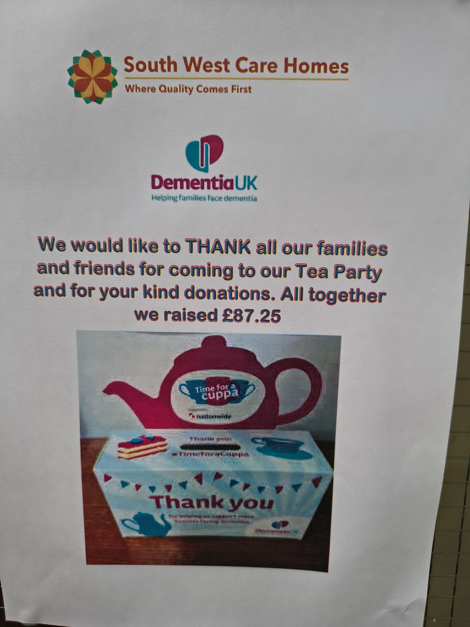Thank you poster to all who donated scaled