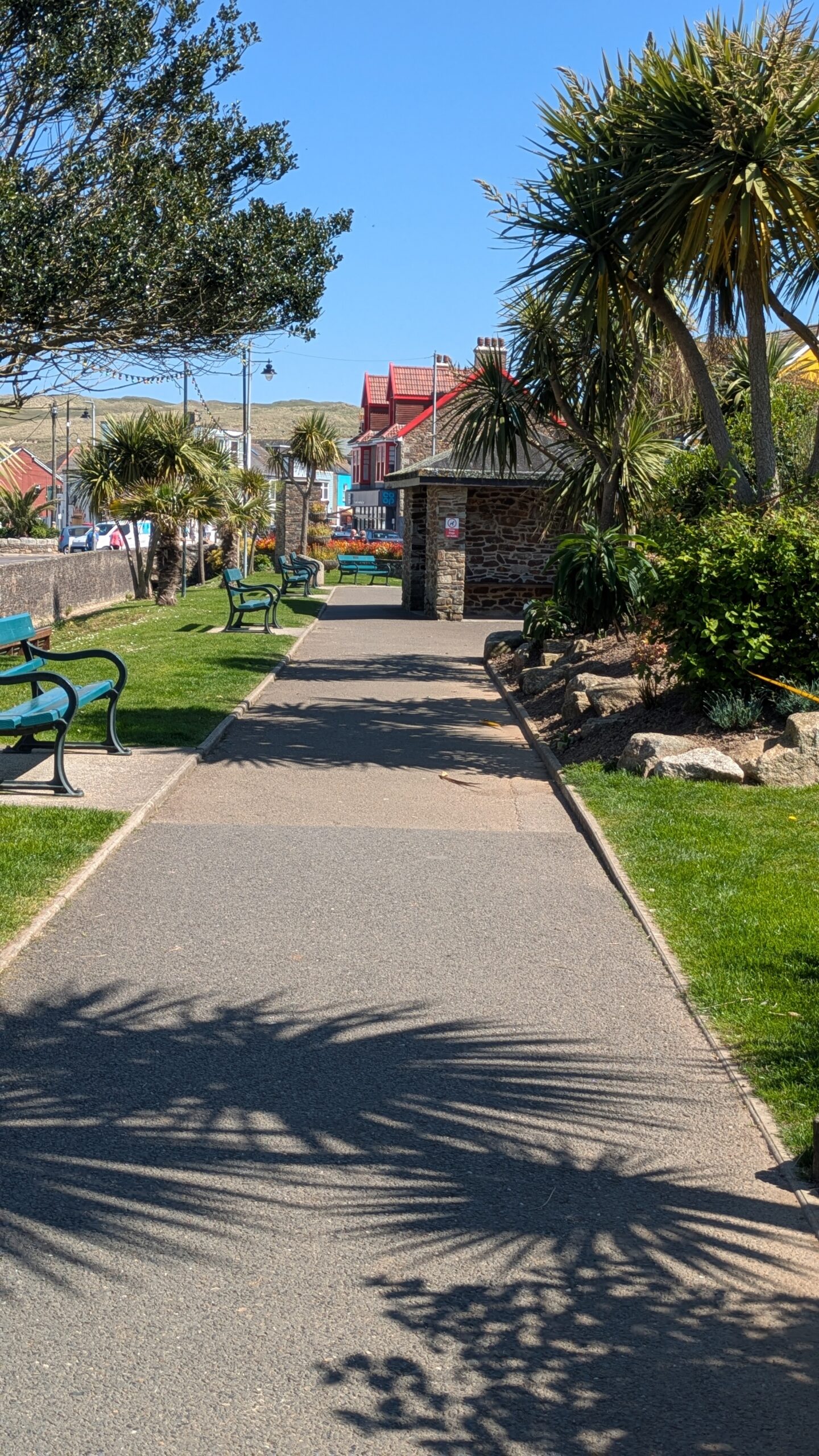 View of park gardens and benches scaled